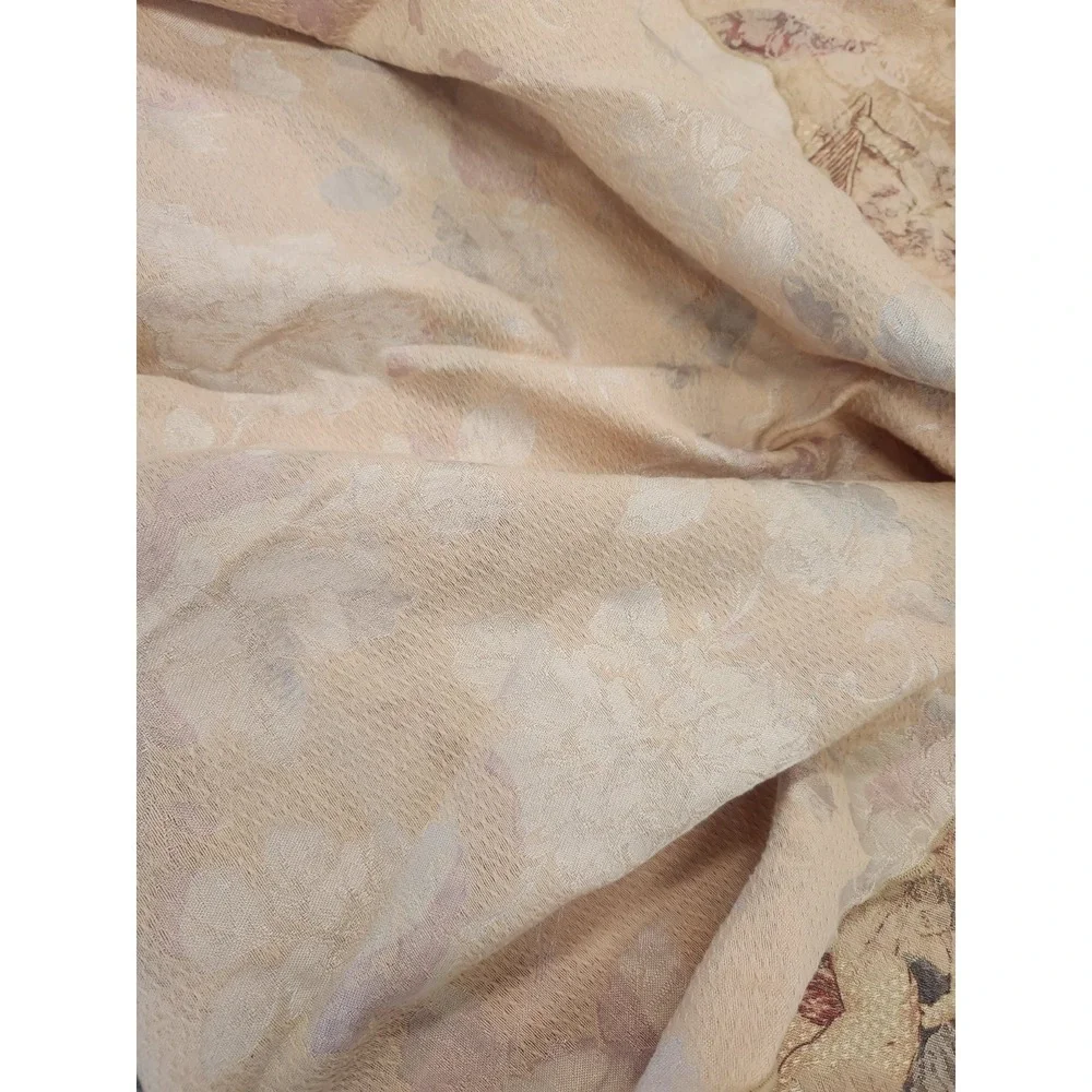 Vintage Cherub Angel Damask Large Round Tablecloth Romantic Decor 73 Inches Wide